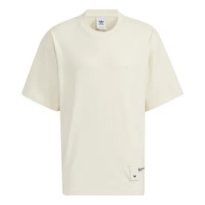 ADIDAS ORIGINALS adidas originals Zipper Ss Tee Solid Color Sports Round Neck Short Sleeve Creamy White