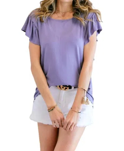 ADORA RUFFLE SLEEVE TOP IN PURPLE