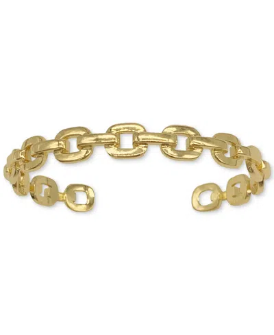 ADORNIA 14K GOLD-PLATED CHAIN LINK CUFF BRACELET