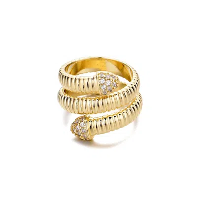 ADORNIA 14K GOLD PLATED COIL WRAP CZ RING