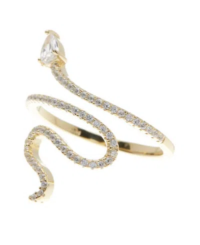 ADORNIA 14K GOLD PLATED CRYSTAL SNAKE RING