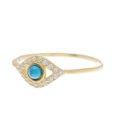 ADORNIA 14K GOLD PLATED EVIL EYE RING