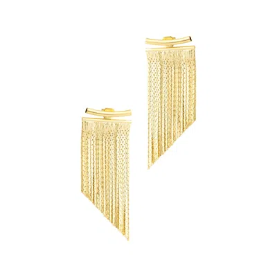 ADORNIA 14K GOLD PLATED FRINGE JACKET EARRINGS
