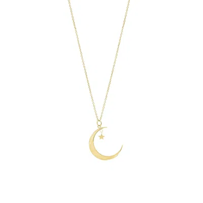 ADORNIA 14K GOLD PLATED HANGING MOON AND STAR NECKLACE