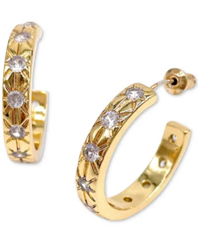 ADORNIA 14K GOLD-PLATED STARBURST MEDIUM HOOP EARRINGS, 1"