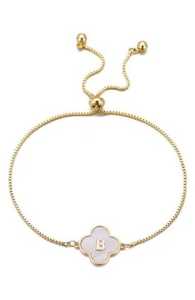 ADORNIA ADORNIA MOTHER OF PEARL INITIAL CLOVER BRACELET