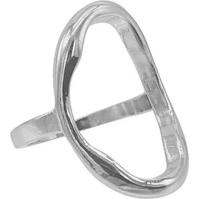 ADORNIA ADORNIA OPEN HAMMERED OVAL RING