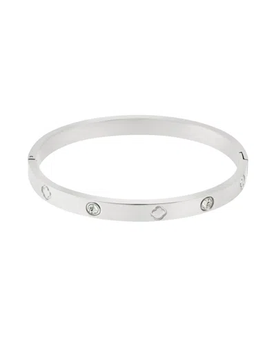 ADORNIA TARNISH RESISTANT CUBIC ZIRCONIA AND CLOVER BANGLE BRACELET