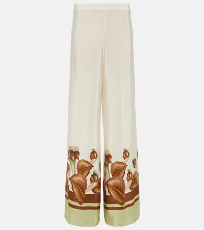 ADRIANA DEGREAS ARISAEMA HIGH-RISE SILK WIDE-LEG PANTS