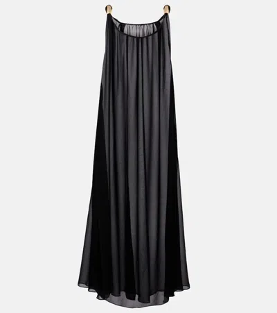 ADRIANA DEGREAS HOLIDAY EMBELLISHED CHIFFON MAXI DRESS