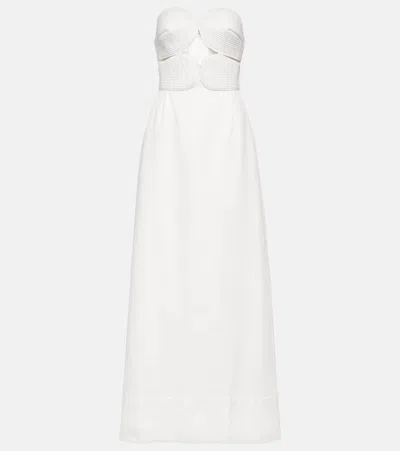 ADRIANA DEGREAS MATELASSÉ CUTOUT STRAPLESS MAXI DRESS