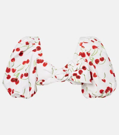 ADRIANA DEGREAS PRINTED COTTON BANDEAU TOP