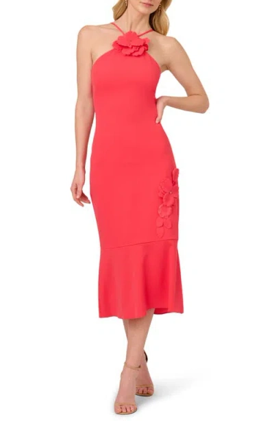 ADRIANNA PAPELL ADRIANNA PAPELL 3D FLORAL HALTER DRESS