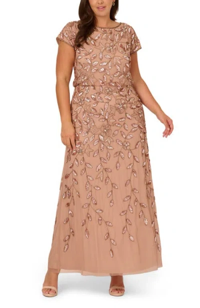 ADRIANNA PAPELL ADRIANNA PAPELL BEADED BLOUSON GOWN