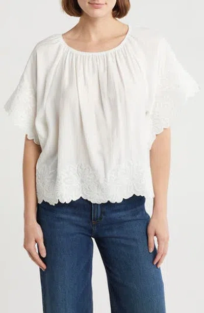 ADRIANNA PAPELL ADRIANNA PAPELL EMBROIDERED FLORAL TOP