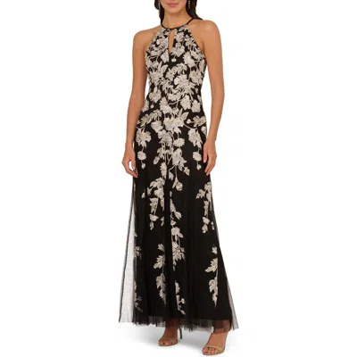 ADRIANNA PAPELL ADRIANNA PAPELL EMBROIDERED GODET GOWN