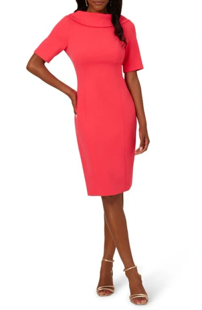 ADRIANNA PAPELL ADRIANNA PAPELL FOLDOVER NECK V-BACK SHEATH DRESS