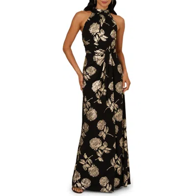 ADRIANNA PAPELL ADRIANNA PAPELL METALLIC FLORAL MERMAID GOWN