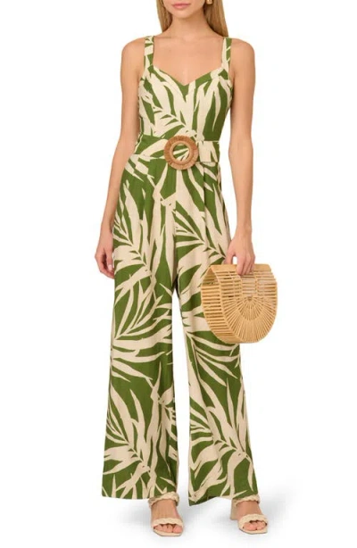 ADRIANNA PAPELL ADRIANNA PAPELL PRINT SLEEVELESS WIDE LEG JUMPSUIT