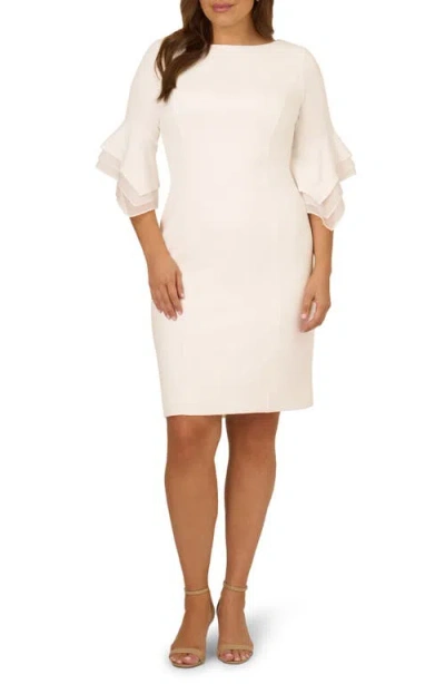ADRIANNA PAPELL ADRIANNA PAPELL TIERED ORGANZA & KNIT CREPE SHEATH DRESS
