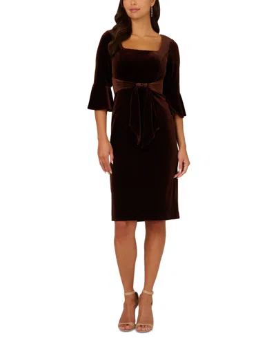 ADRIANNA PAPELL WOMEN'S VELVET BELL-SLEEVE SHEATH DRESS