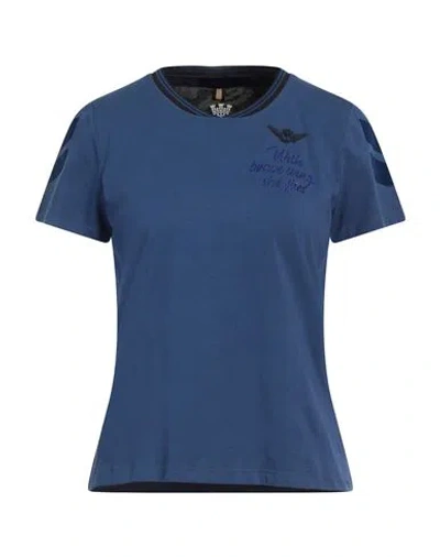 AERONAUTICA MILITARE AERONAUTICA MILITARE WOMAN T-SHIRT NAVY SIZE S COTTON, ELASTANE