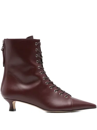 AEYDE 40MM LACE-UP POINTED-TOE BOOTS
