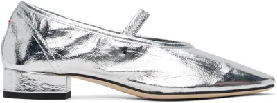 AEYDE SILVER PIPPA LEATHER BALLERINA FLATS