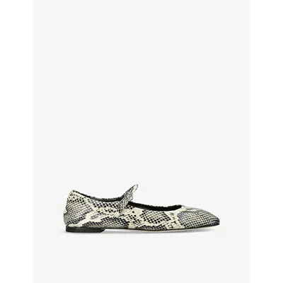 AEYDE WOMENS AEYDE UMA SNAKE-PRINT LEATHER MARY JANE FLATS