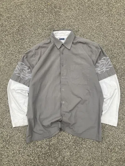 AFFLICTION X ARCHIVAL CLOTHING VINTAGE Y2K FISHBONE AFFLICTION STYLE BUTTONS UP SHIRT LONG