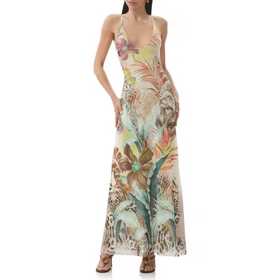 AFRM AFRM ROMY PRINTED MESH MAXI SLIPDRESS