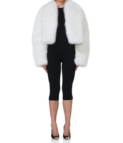 AFRM STEPHANIE FUR JACKET IN OFF WHITE