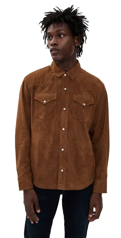 AG ELIAS WESTERN GOAT SUEDE OVERSHIRT CANYON AMBER