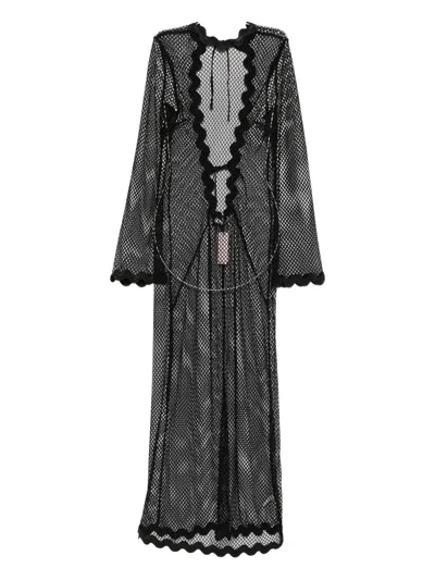 AGENT PROVOCATEUR ROSANA SCALLOP-TRIM MESH COVER-UP