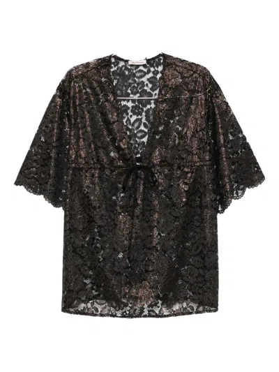 AGENT PROVOCATEUR TRIXA METALLIC-LACE TOP