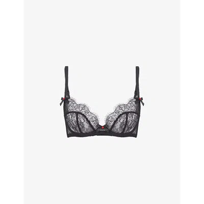 AGENT PROVOCATEUR WOMENS BLACK LORNA BOW-EMBELLISHED LACE BRA