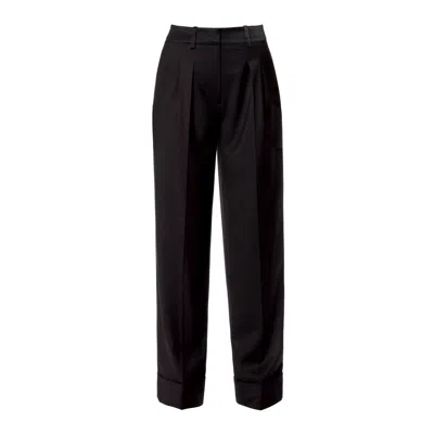 AGGI BY HALEWSKI WOMEN'S FRANKIE FASHION BLACK WIDE TROUSERS - LONG