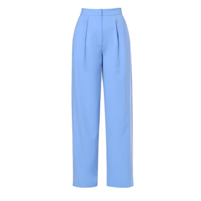 AGGI BY HALEWSKI WOMEN'S OMENA BLUE LONG WIDE TROUSERS WITH SLITS