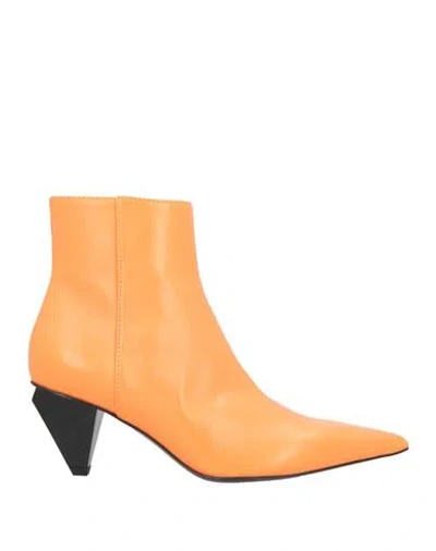 AGL ATTILIO GIUSTI LEOMBRUNI AGL WOMAN ANKLE BOOTS ORANGE SIZE 8 LEATHER