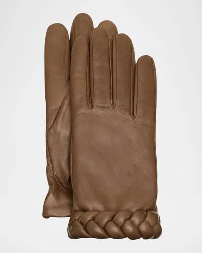 AGNELLE EDITH BRAIDED LEATHER GLOVES