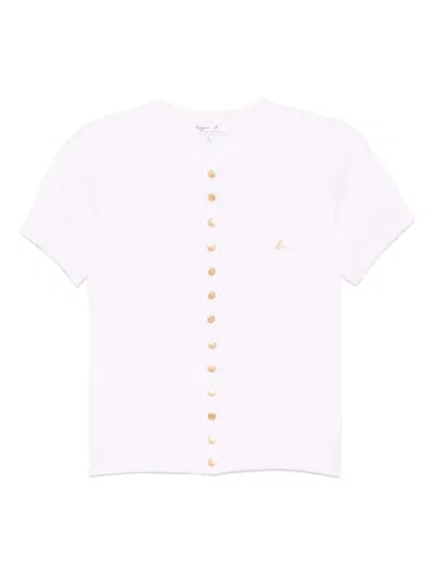 AGNÈS B. EMBROIDERED-LOGO KNITTED TOPS