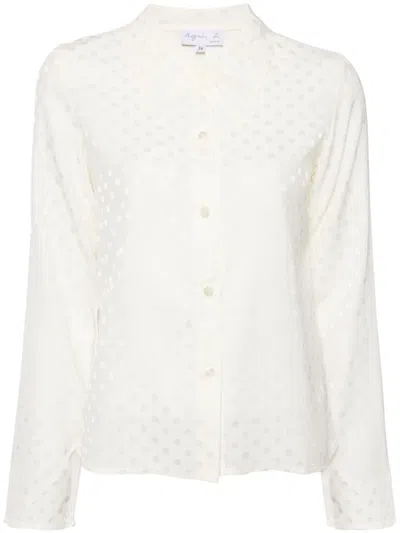 AGNÈS B. POLKA DOT PRINT COLLAR SHIRT