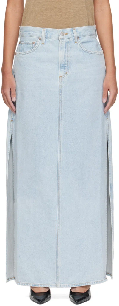 AGOLDE BLUE ASTRID SLICE DENIM MAXI SKIRT