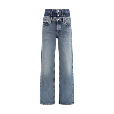 AGOLDE BLUE RECYCLED COTTON STRAIGHT-LEG JEANS