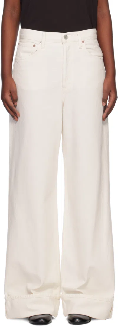 AGOLDE OFF-WHITE DAME HIGH RISE WIDE LEG JEANS