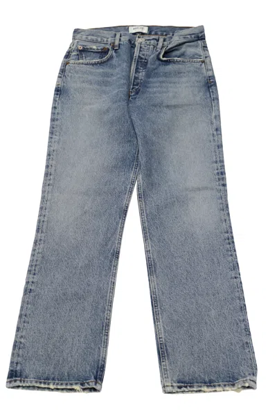AGOLDE AGOLDE RIPLEY MID RISE JEANS IN BLUE COTTON