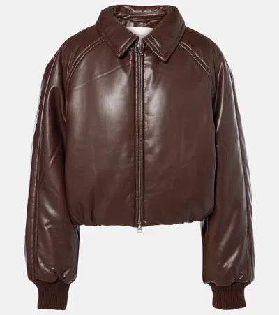 AGOLDE X SHOREDITCH SKI CLUB TATE FAUX LEATHER BOMBER JACKET