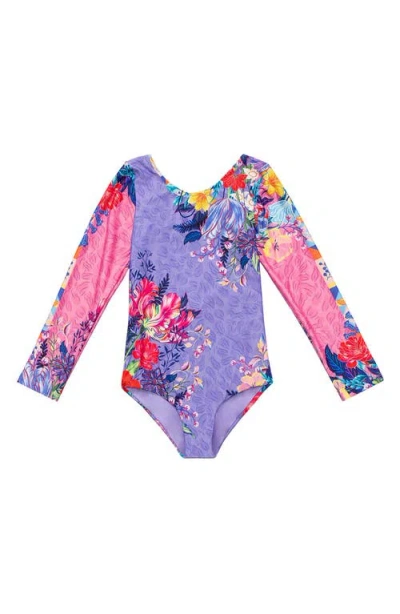 AGUA BENDITA AGUA BENDITA KIDS' VESSEL HONEY LONG SLEEVE ONE-PIECE RASHGUARD SWIMSUIT