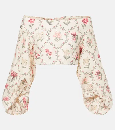 AGUA BY AGUA BENDITA FLORAL LINEN TOP