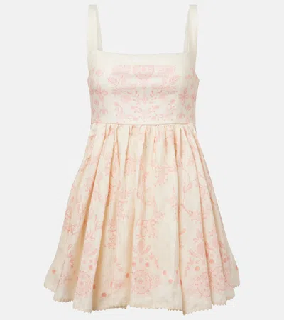 AGUA BY AGUA BENDITA HIERBABUENA FLORITURA LINEN MINIDRESS